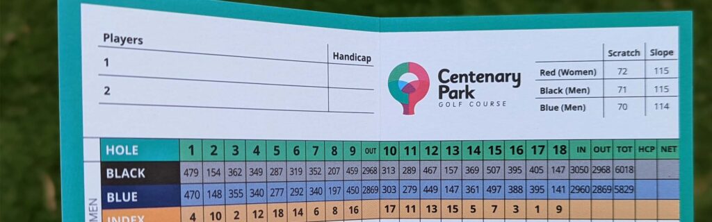 Centenary Park Golf Scorecard